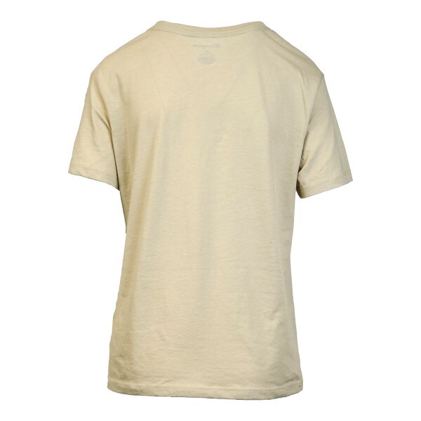 tan, v-neck, utah state script writing, short sleeve tee